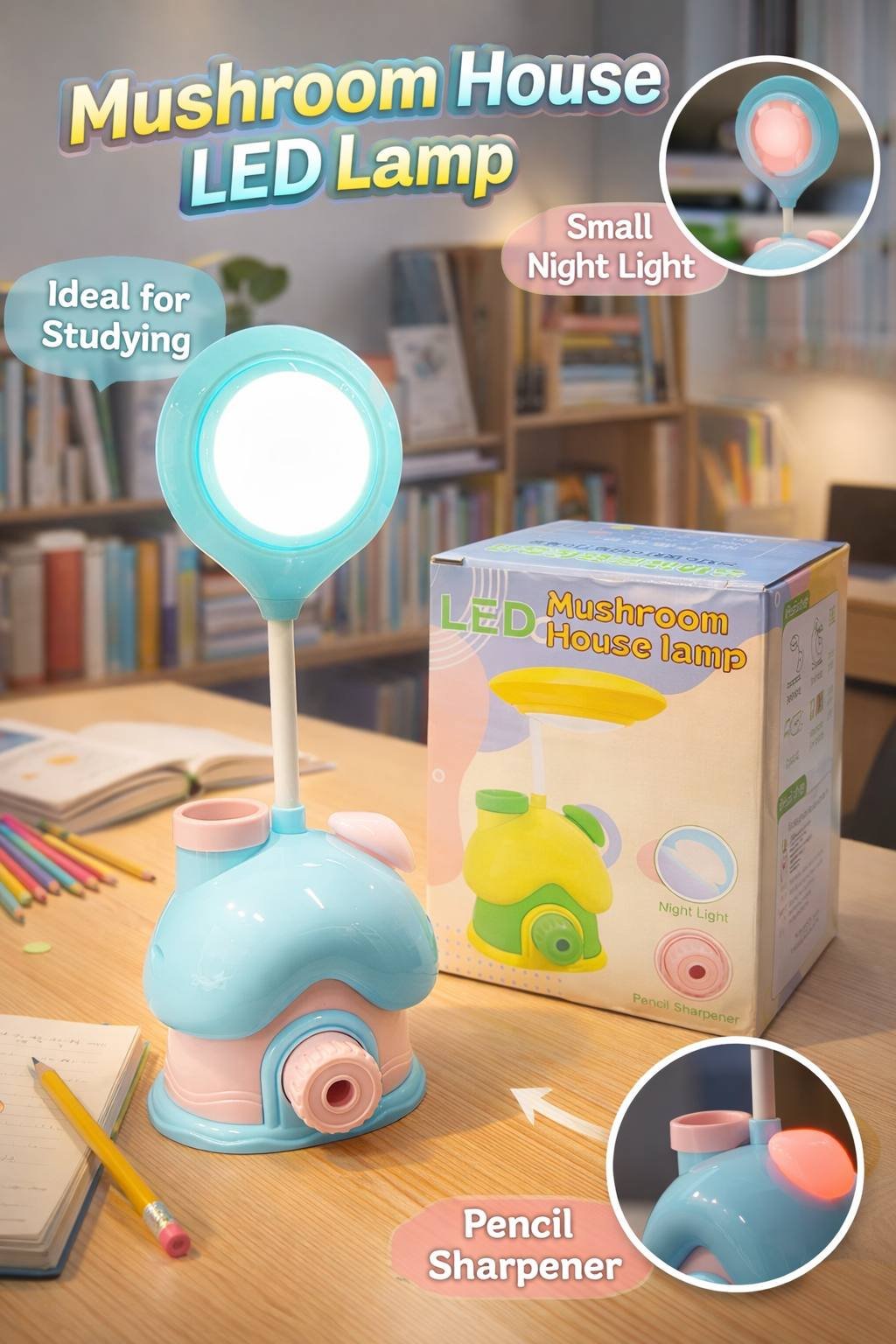T525 Cute Mushroom House Desk Lamp (Imported)